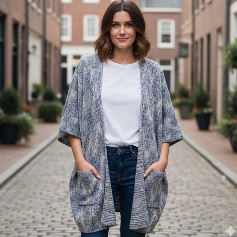 Women's Blue and White over size Sweater